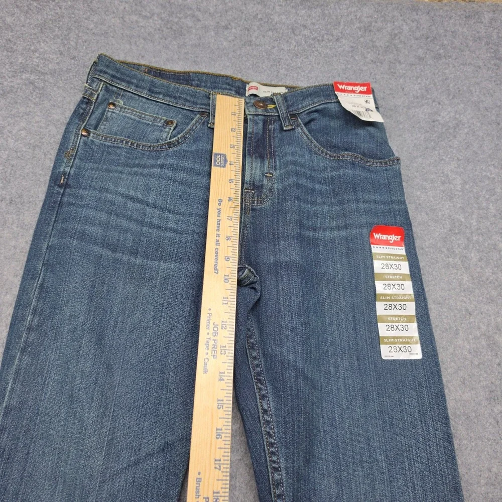 Wrangler Five Star Men Slim Straight Leg Jeans 28x30 Blue Denim 1092SSWJS